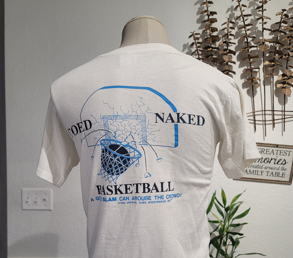 Vintage 90s Coed Naked Basketball A Good Slam Can Arouse The Ground white Tshirt size M Graphic Tee – Feel-Good Design · Must-Have Style