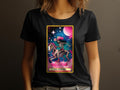 Women39s Tarot Card Cowgirl Skeleton Graphic TShirt Astrology Fantasy Art Tee Unique Illustration Pink Moon Graphic Tee – Warm & Stylish · High-Quality Print