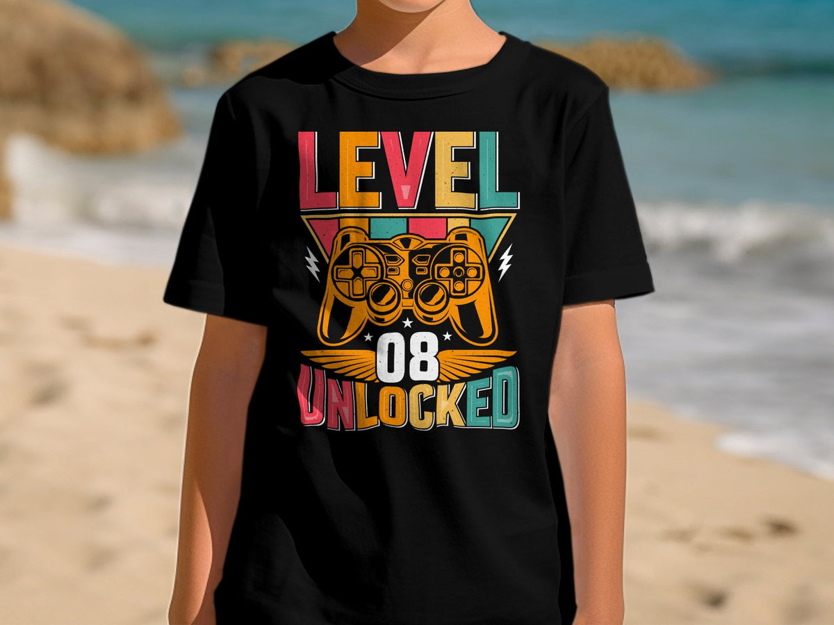 8th Birthday Kids Gaming Level Unlocked TShirt Hoodie Sweatshirt for Age 8 Years Old Colorful Retro Gamer Apparel Hoodie – Soft Feel · High-Quality Print