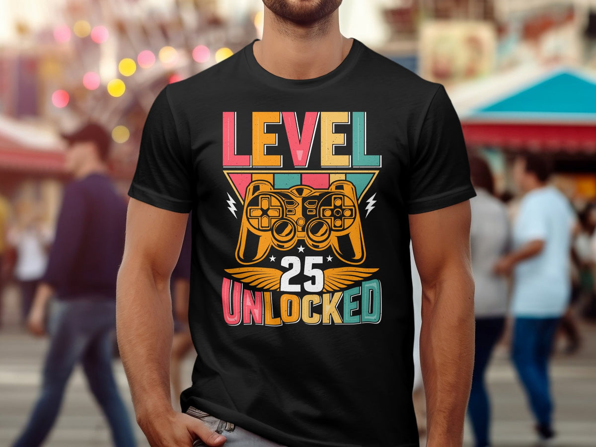 25th Birthday Gift Level Unlocked Gamer Age 25 Years Old Birthday Design TShirt Hoodie Sweatshirt Colorful Retro Gaming Apparel Hoodie – Premium Graphic · Perfect For Daily Wear
