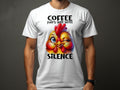 Sarcastic Funny Unisex TShirt Featuring a Cute Rooster Saying Coffee Pairs Well With Silence Graphic Tee – Aesthetic Look · High-Quality Print