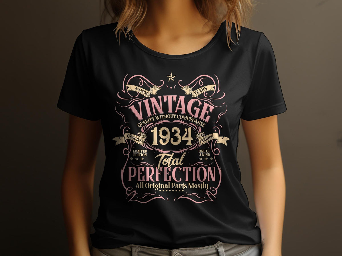 Vintage 1934 Total Perfection TShirt Retro Birthday Gift Classic Limited Edition Tee Unique Graphic Design Graphic Tee – Aesthetic Look · Perfect For Daily Wear