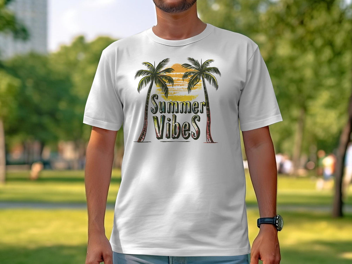 Vintage Summer Vibes TShirt Retro Sunset Palm Trees Graphic Tee Beach Casual Wear Graphic Tee – Premium Graphic · Perfect For Daily Wear
