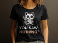 Cute Cat TShirt You Saw Nothing Funny Cartoon Kitty with Scissors Graphic Tee Womens Tee Graphic Tee – Aesthetic Look · Great Gift For Fans