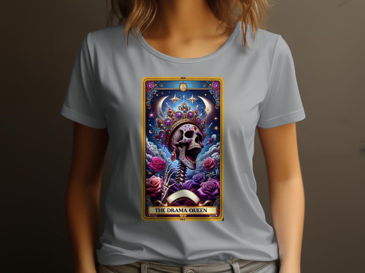 Gothic Skull TShirt Drama Queen Crown and Roses Graphic Tee Womens TShirt Graphic Tee – Soft Feel · Great Gift For Fans