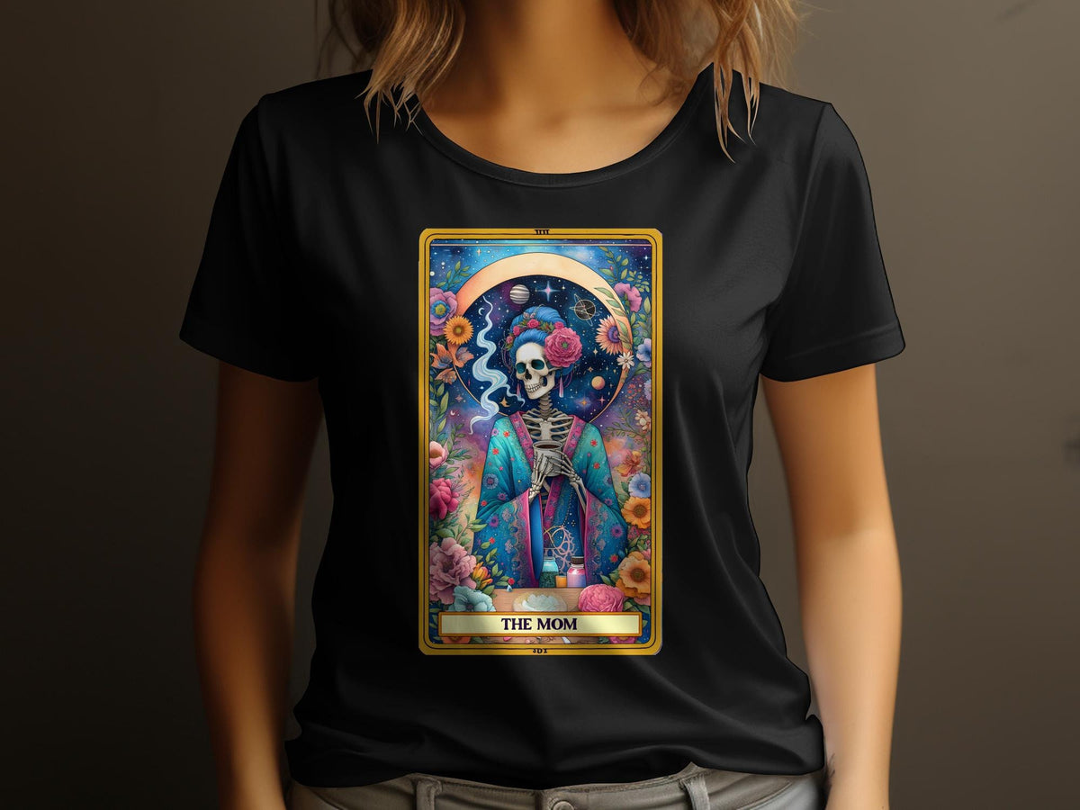 Cosmic Tarot Card Skeleton Mom Womens TShirt Colorful Flower Space Graphic Tee Unique Mother39s Day Gift Graphic Tee – Aesthetic Look · Must-Have Style