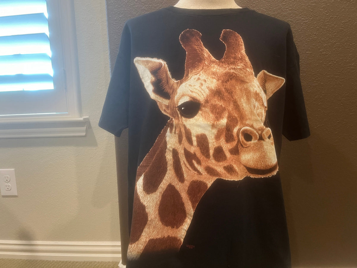 Vintage 9039s Giraffe Head Black T Shirt Size XL Graphic Tee – Aesthetic Look · Trending Graphic Apparel