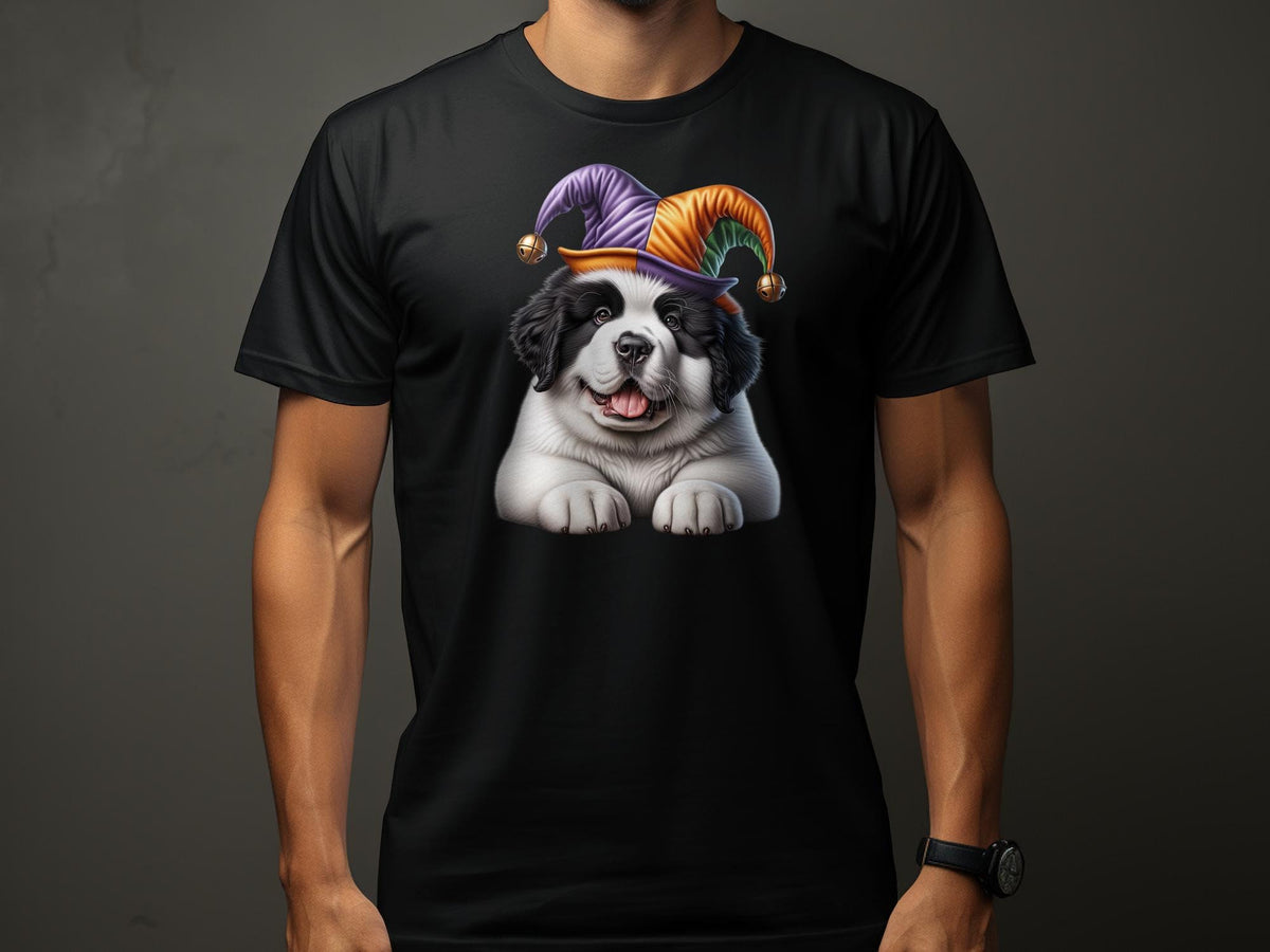 Cute Newfoundland Dog Puppy in Jester Hat TShirt Colorful Animal Lover Tee Fun Cartoon Dog Graphic Tshirt Unisex Shirt Graphic Tee – Aesthetic Look · Top Pick For Any Outfit