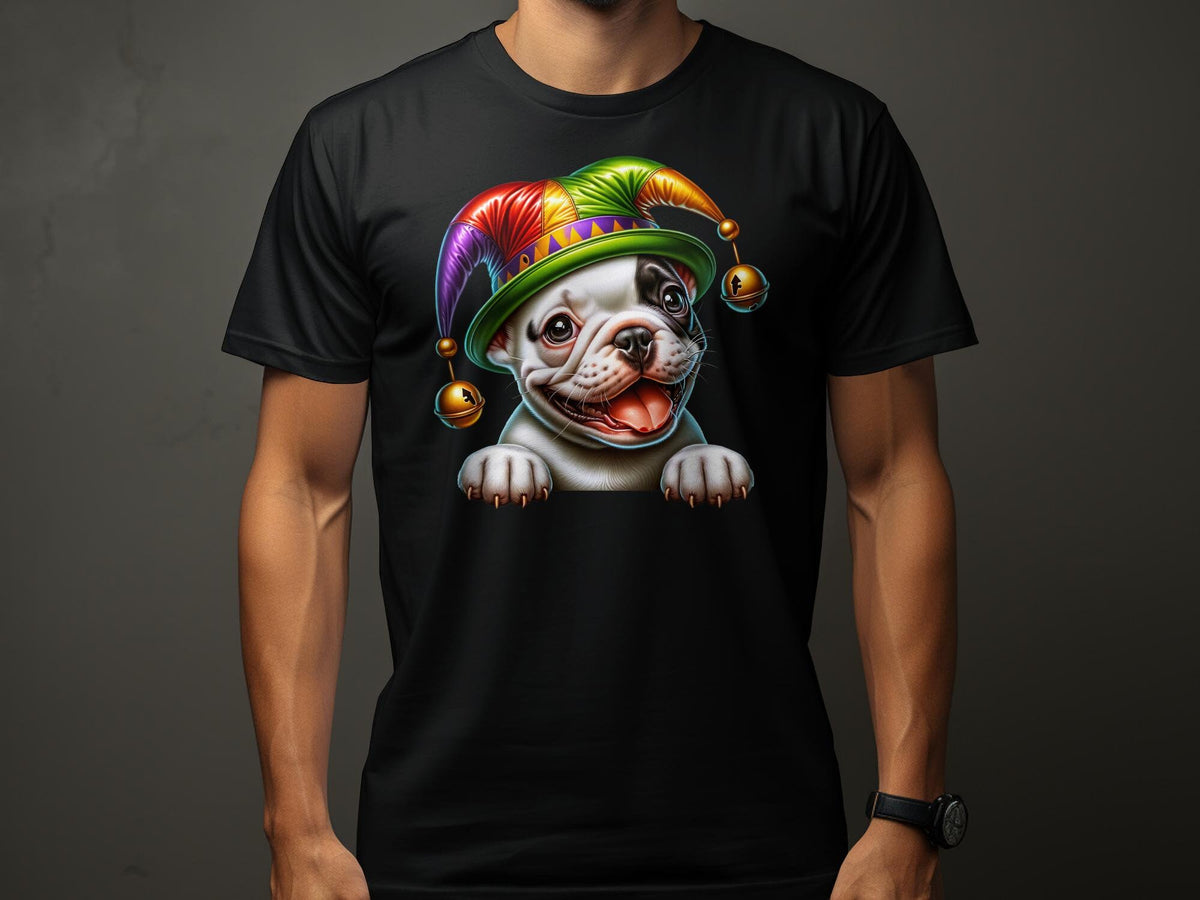 Cute French Bulldog Dog Pup in Jester Hat TShirt Colorful Cartoon Animal Tee Fun Pet Lovers Gift Unique Graphic Design Shirt for All Ages Graphic Tee – Aesthetic Look · Perfect For Daily Wear