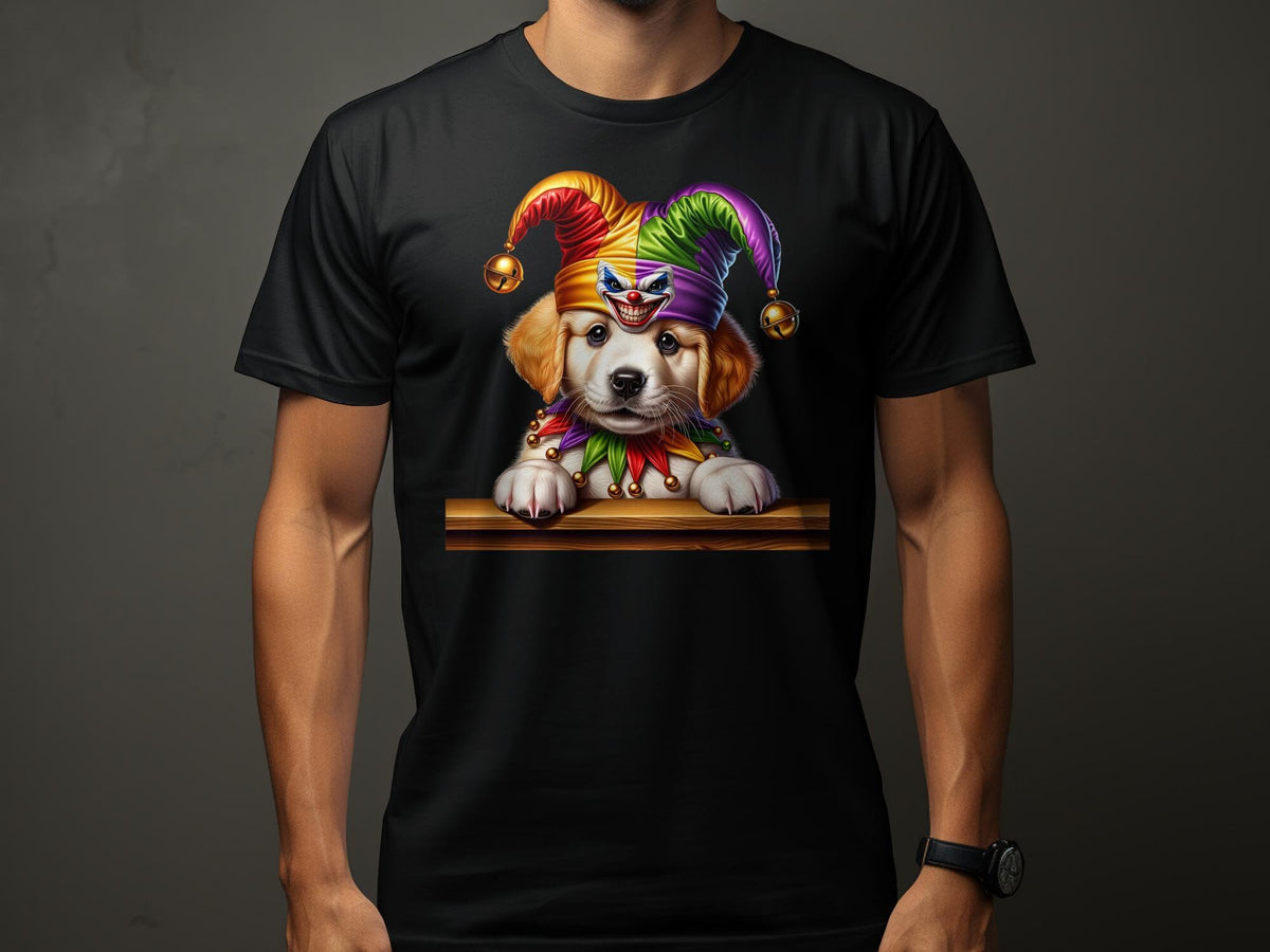 Cute Golden Retriever Puppy in Jester Hat TShirt Colorful Dog Lover Tee Fun Animal Graphic Shirt Gift Graphic Tee – Everyday Comfort · High-Quality Print