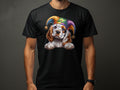 Cute Cocker Spaniel Dog Puppy in Jester Hat TShirt Colorful Pet Portrait Tee Unique Animal Lover Gift Unisex Clothing Graphic Tee – Everyday Comfort · Great Gift For Fans