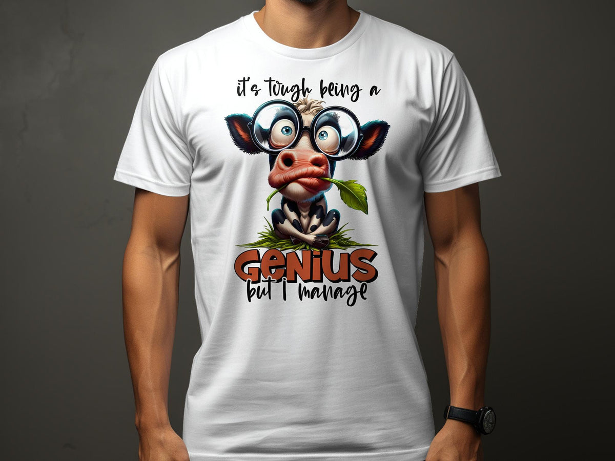 Funny Cow TShirt Sarcastic Genius Cow with Glasses Quirky Farm Animal Unisex Tee Humorous Casual Graphic Shirt Design Graphic Tee – Feel-Good Design · Great Gift For Fans
