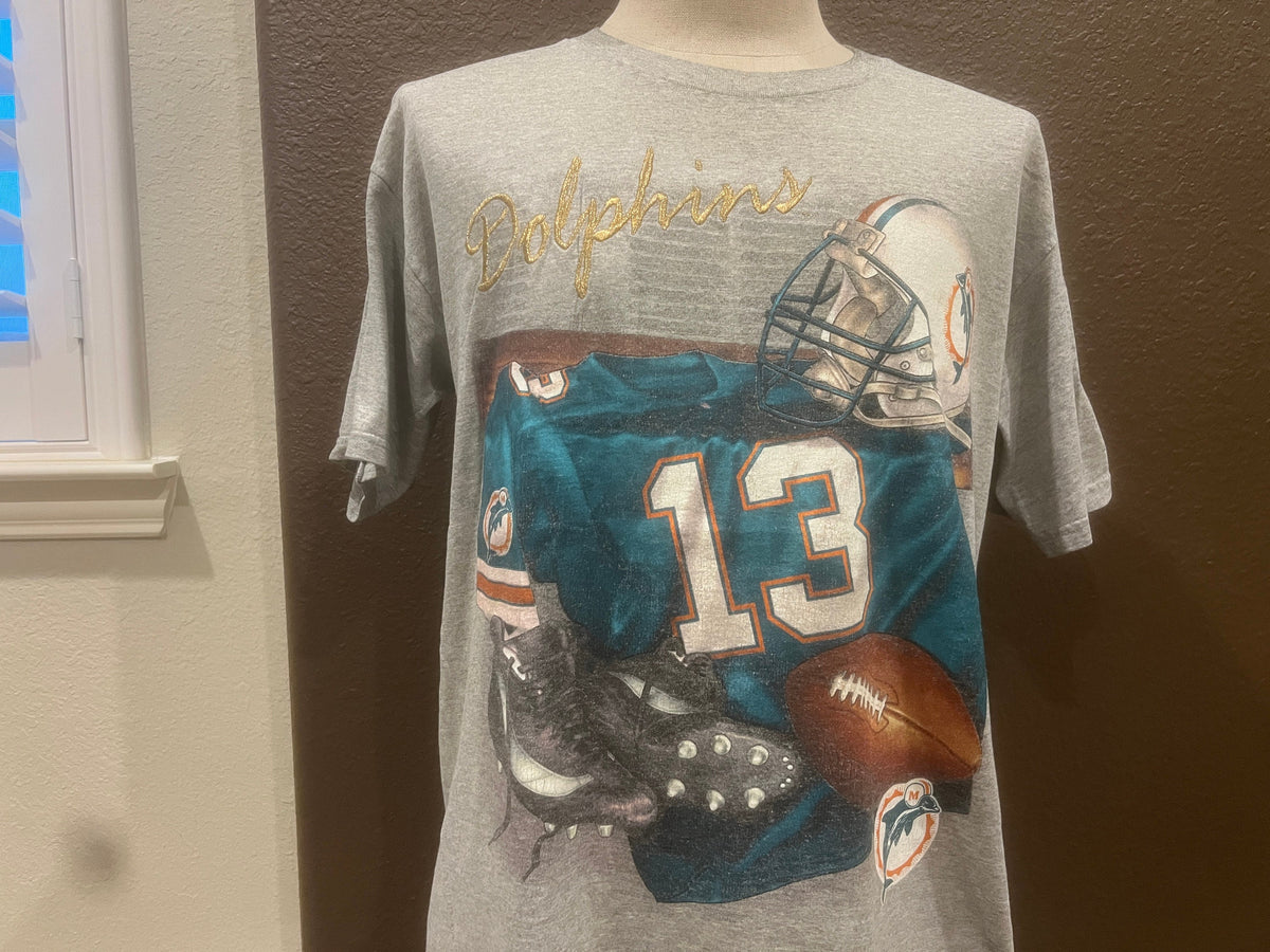 Vintage 9039s Miami Dolphins Dan Marino Grey T Shirt Size L Graphic Tee – Soft Feel · High-Quality Print