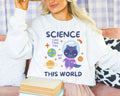 Cute Science Teacher Sweatshirt for Elementary School Teacher Who Loves Science Cute Cartoon Raccoon in Outer Space with Stars and Planets Sweatshirt – Soft Feel · Perfect For Daily Wear