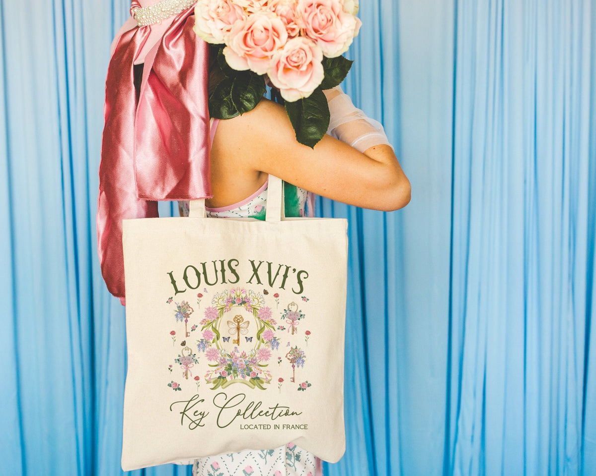 Cozy Wildflower History Tote Bag for Friend Who Loves French History Louis the 16th39s Key Collection Silly Mock Tourism Tote for Historian Tote Bag – Warm & Stylish · Perfect For Daily Wear