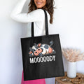 Moody Cow Lazy Design Tote Bag Funny Gift for Lazy People Cute Cow Print Tote Fun Animal Lover Gift Moooody Graphic Bag Tote Bag – Bold Style · Perfect For Daily Wear
