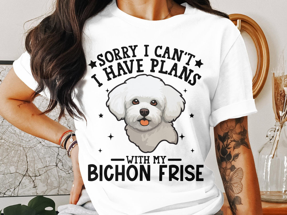 Dog T Shirt Sorry I Can39t I Have Plans with My Bichon Frise Womens Ladyfit Dog T Shirt for Dog Lovers Cute Bichon Frise Graphic Tee Graphic Tee – Premium Graphic · Trending Graphic Apparel