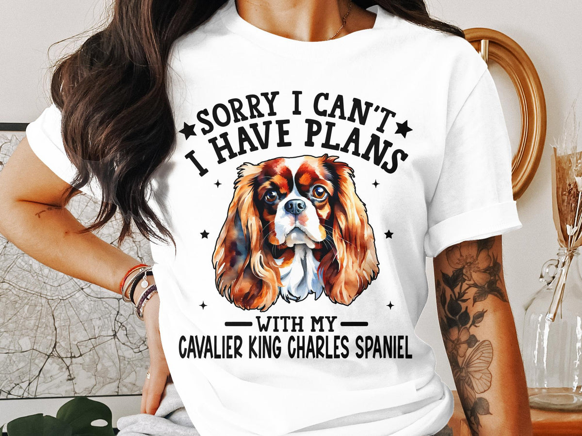 Dog T Shirt Sorry I Can39t I Have Plans with My Cavalier King Charles Spaniel Women39s Ladyfit Dog TShirt for Dog Lovers Graphic Tee – Warm & Stylish · Must-Have Style