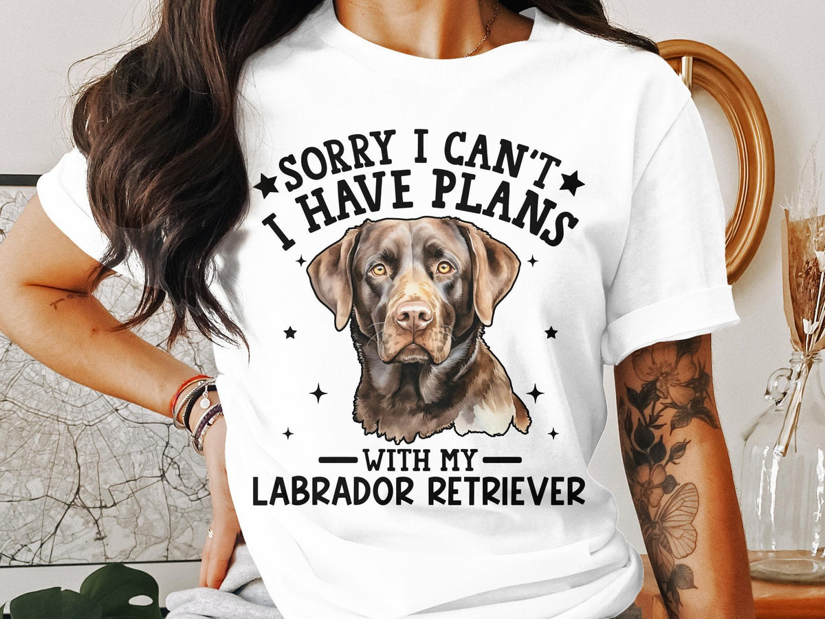 Dog T Shirt Sorry I Can39t I Have Plans With My Labrador Retriever Women39s Ladyfit Dog TShirt Perfect for Dog Lovers Casual Graphic Tee Graphic Tee – Bold Style · Top Pick For Any Outfit