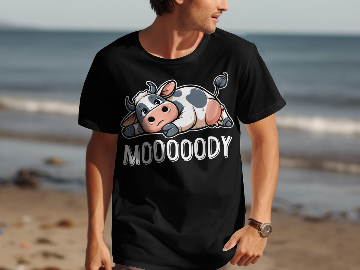 Lazy Cow Cartoon Moody Cow TShirt Funny Animal Design Cute Farm Animal Shirt Lazy Cow Art Comical Cow Shirt for Animal Lovers Graphic Tee – Warm & Stylish · High-Quality Print