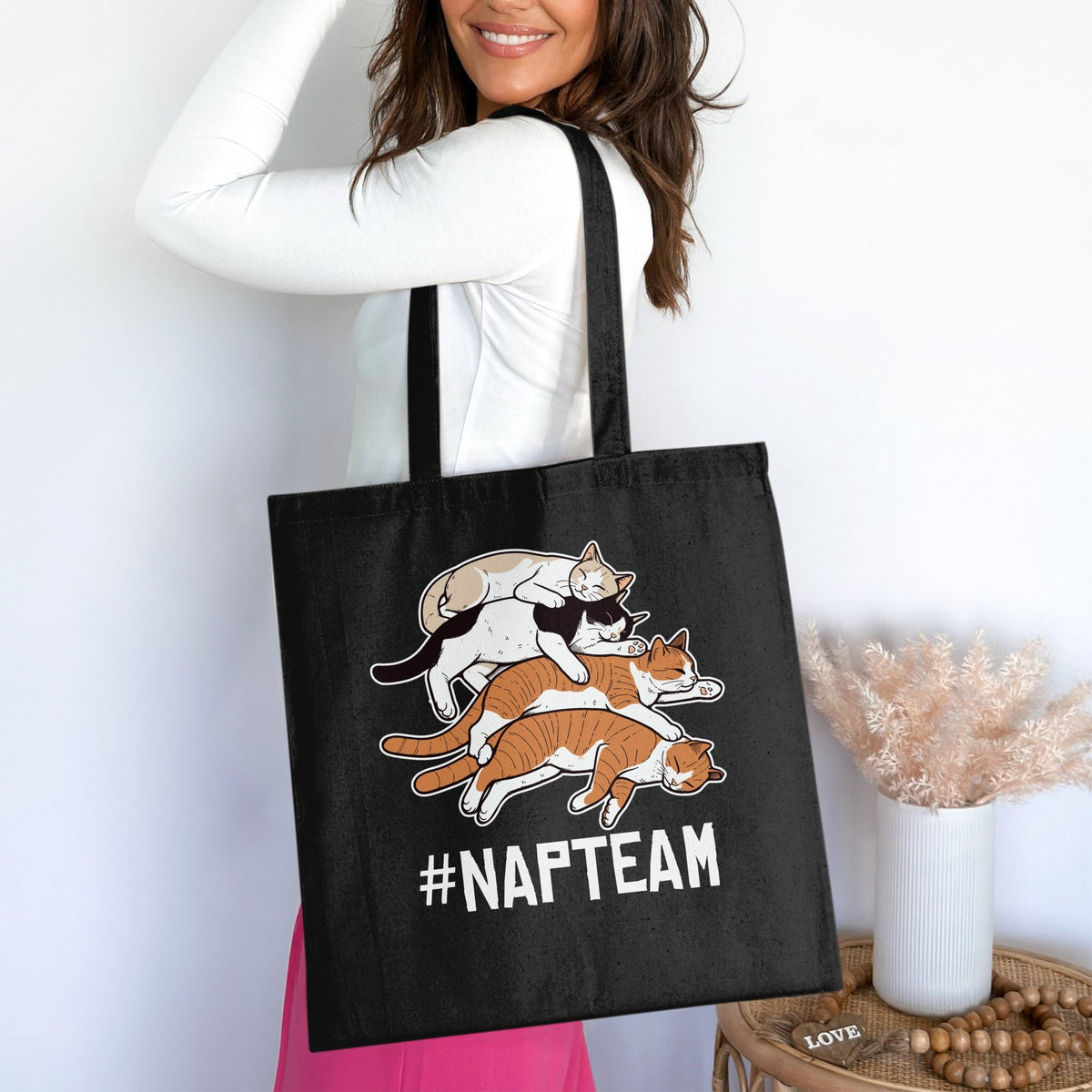 Funny NapTeam Cat Pile Tote Bag Lazy Design Tote Bag for Lazy People Humorous Gift Idea Cute Cat Lover Bag Unique Funny Tote Tote Bag – Bold Style · Must-Have Style
