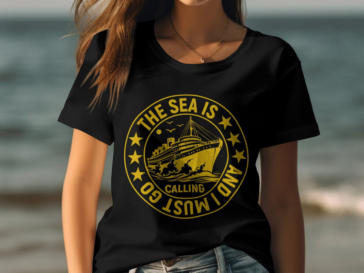 The Sea Is Calling And I Must Go Cruise Women39s Ladyfit TShirt Perfect For A Cruise Holiday Fun Gift For Sea Lovers Nautical Design Graphic Tee – Cozy Vibes · Perfect For Daily Wear