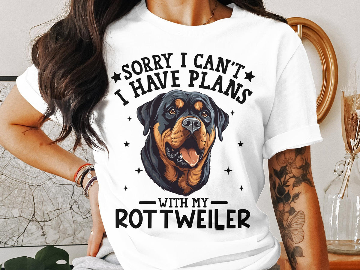 Dog T Shirt Sorry I Can39t I Have Plans With My Rottweiler Womens Ladyfit Dog T Shirt For Dog Lovers Funny Dog Owner Graphic Pet Apparel Gift Graphic Tee – Bold Style · Must-Have Style