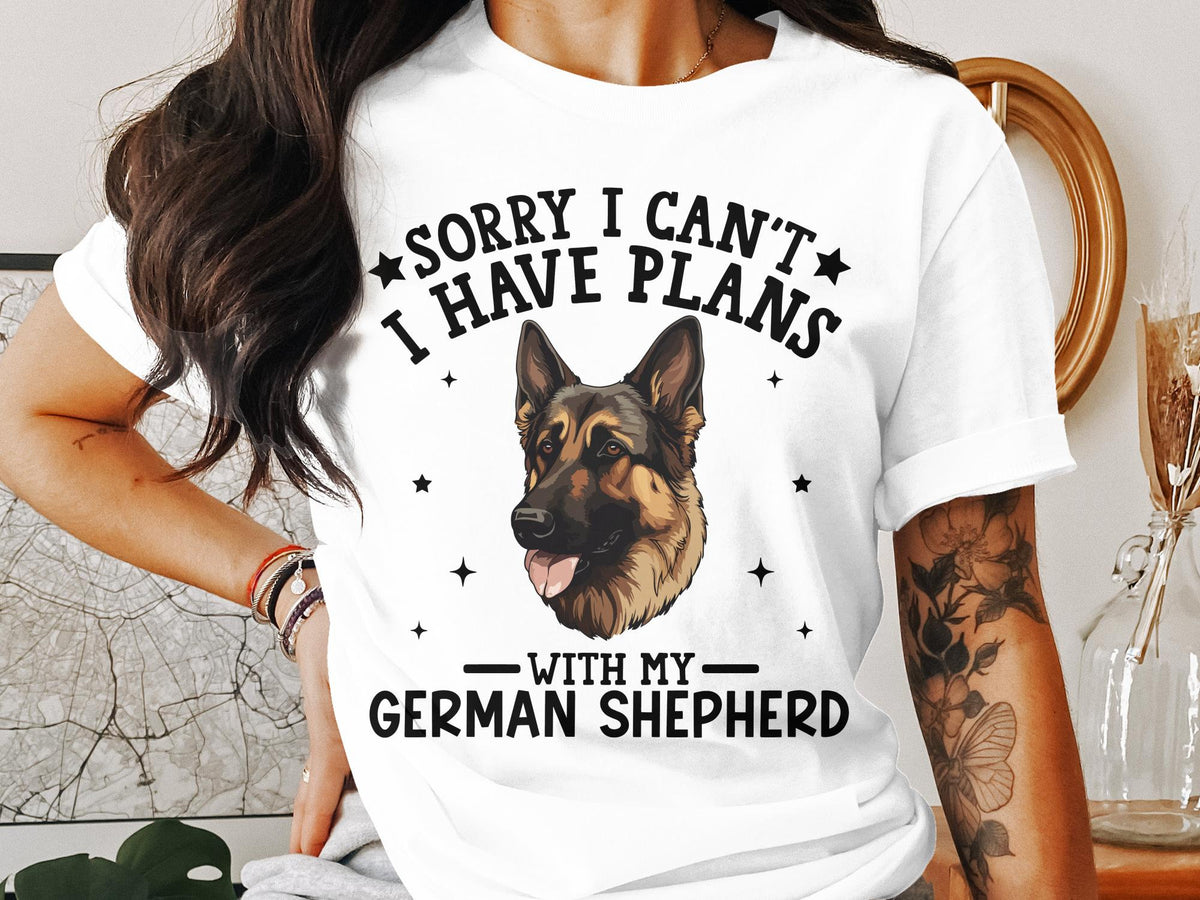 Dog T Shirt Sorry I Can39t I Have Plans With My German Shepherd TShirt Women39s Ladyfit Dog TShirt Dog Lovers Tee Casual Graphic Gift for Her Graphic Tee – Everyday Comfort · High-Quality Print