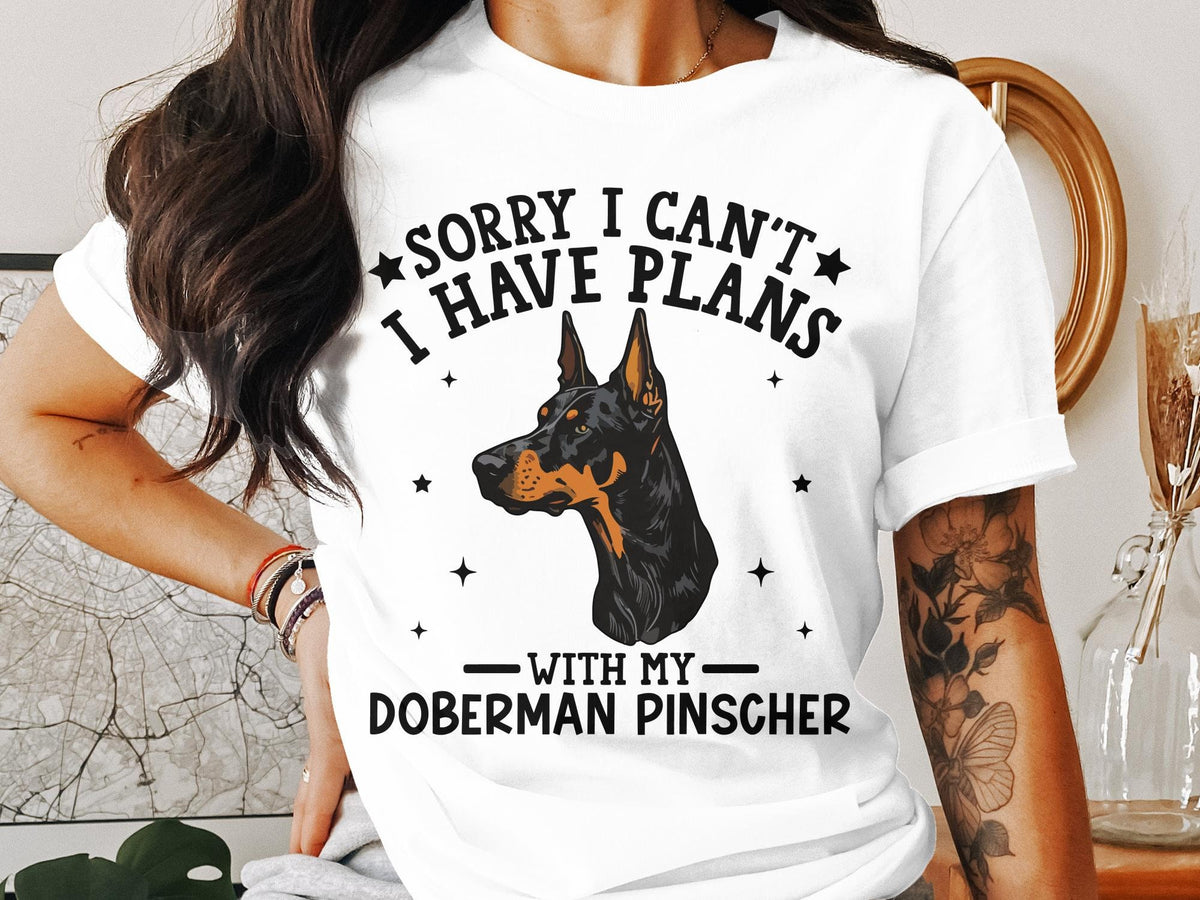 Dog T Shirt Sorry I Can39t I Have Plans With My Doberman Pinscher Dog Lover Shirt Womens Ladyfit Tee Funny Dog Shirt Cute Dog Quote TShirt Graphic Tee – Aesthetic Look · Perfect For Daily Wear
