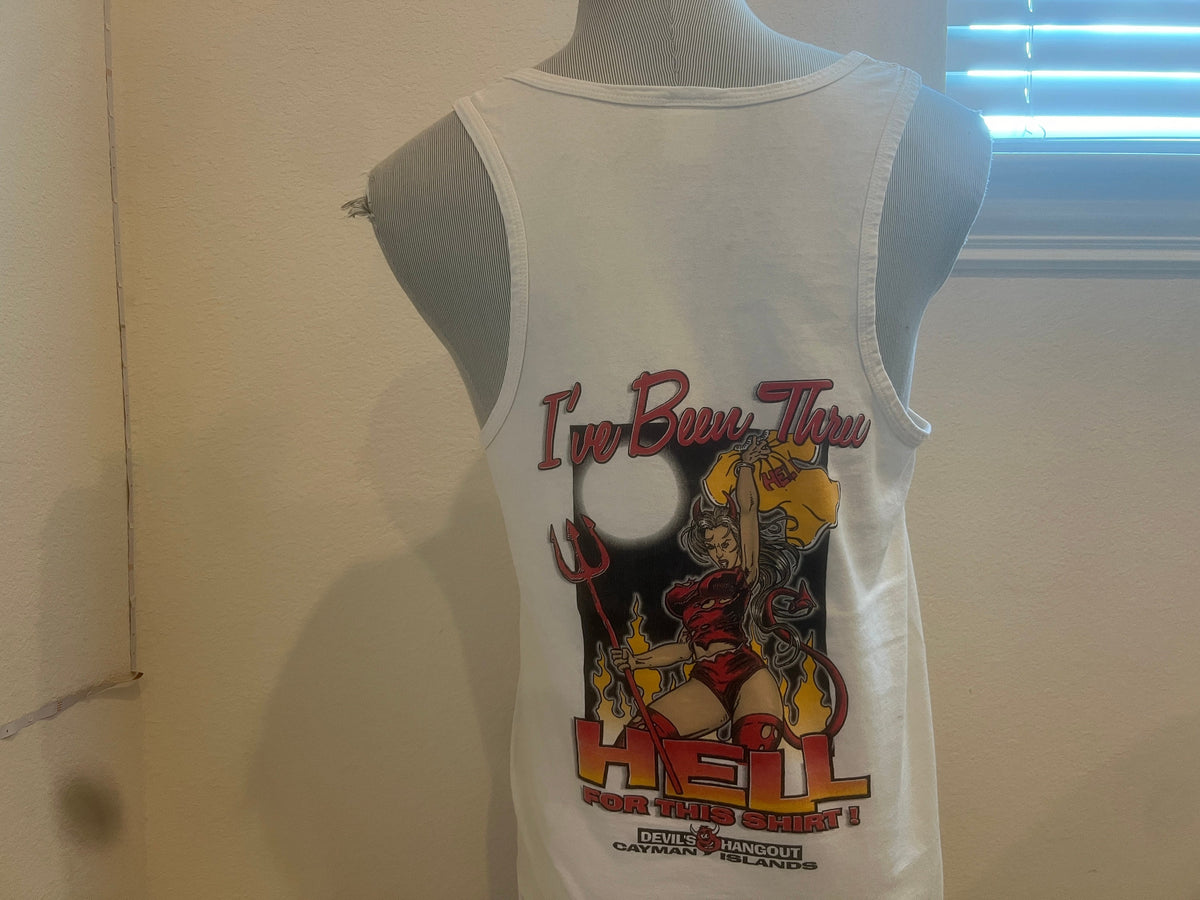 Vintage 9039s Devil39s Hangout Cayman Islands White Tank Top Size M Tank Top – Cozy Vibes · High-Quality Print