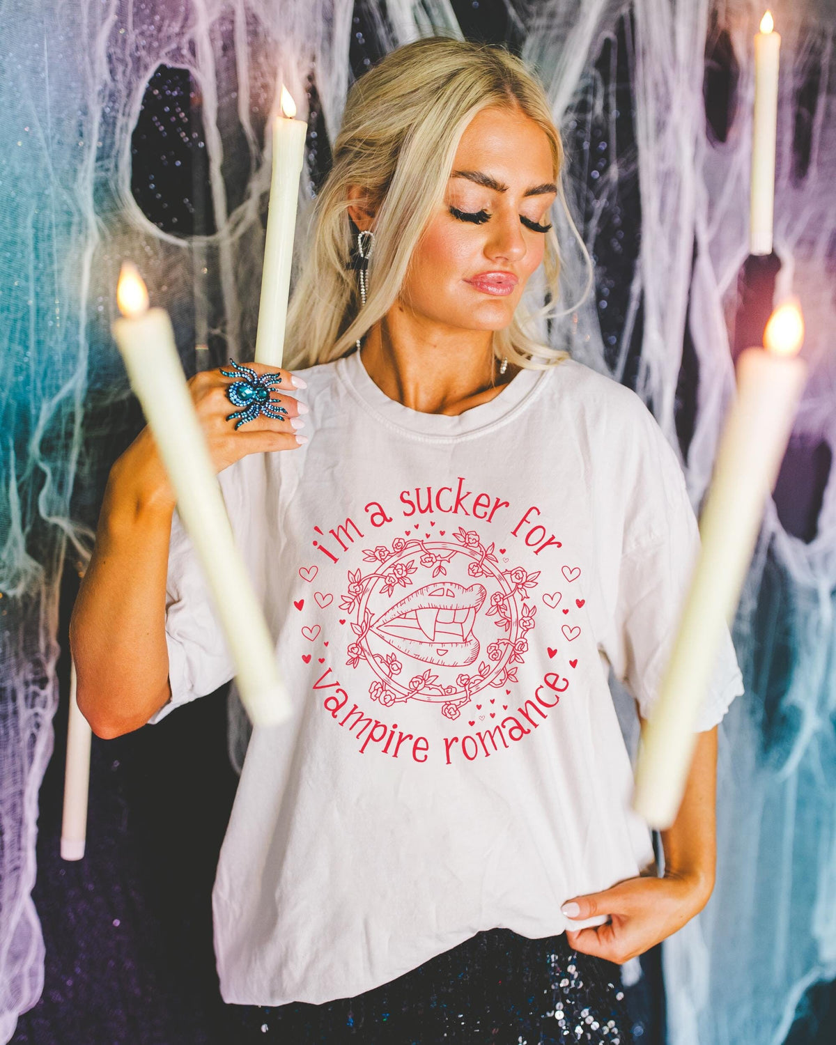 Funny Vampire Romance Tee Shirt for Book Lover Cute Bookish TShirt for Romance Reader Who Loves Books About Vampires Spooky Season Gift Graphic Tee – Aesthetic Look · Top Pick For Any Outfit