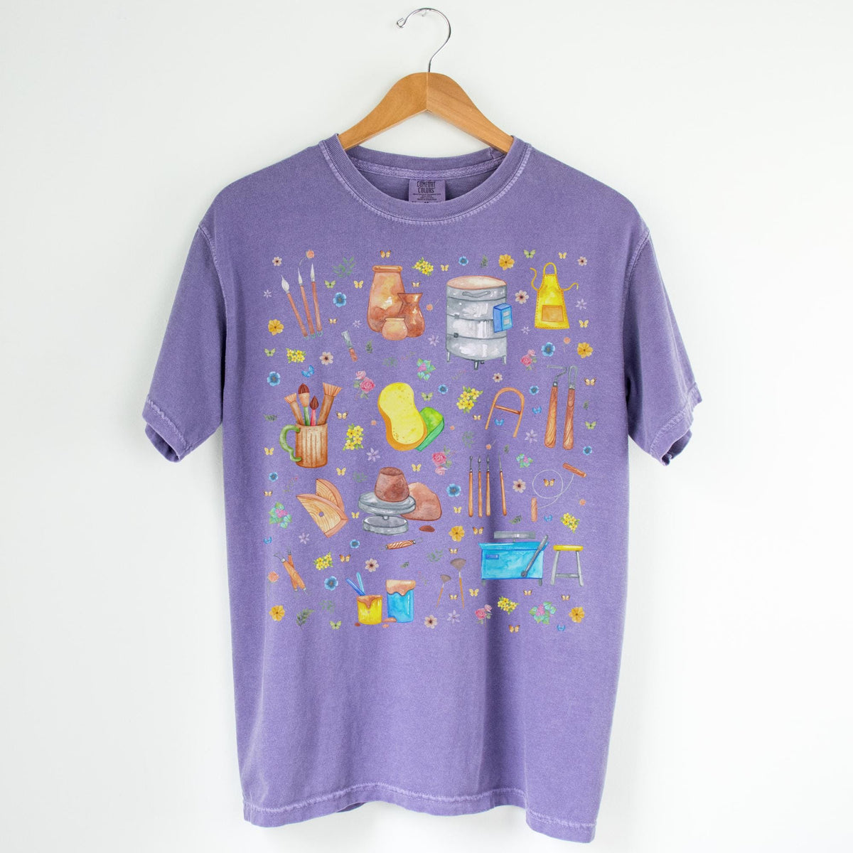 Cute Pottery Tee Shirt for Ceramic Artist Boho Whimsigoth TShirt for Friend Who Loves Pottery High School Art Teacher Gift with Flowers Graphic Tee – Cozy Vibes · Great Gift For Fans