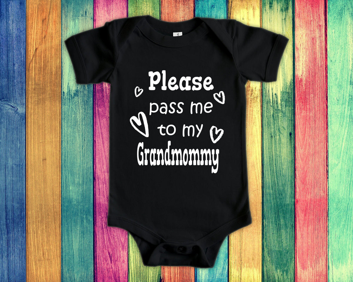 Pass Me To Grandmommy Cute Grandma Baby Bodysuit Tshirt or Toddler Shirt Special Grandmother Gift or Pregnancy Announcement Graphic Tee – Everyday Comfort · Trending Graphic Apparel