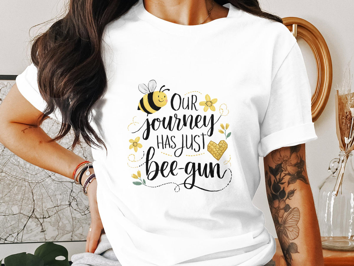 Funny Bee T Shirt for Women Ladyfit Our Journey Has Just Beegun T Shirt Cute Graphic Tee Casual Summer Top Graphic Tee – Soft Feel · High-Quality Print