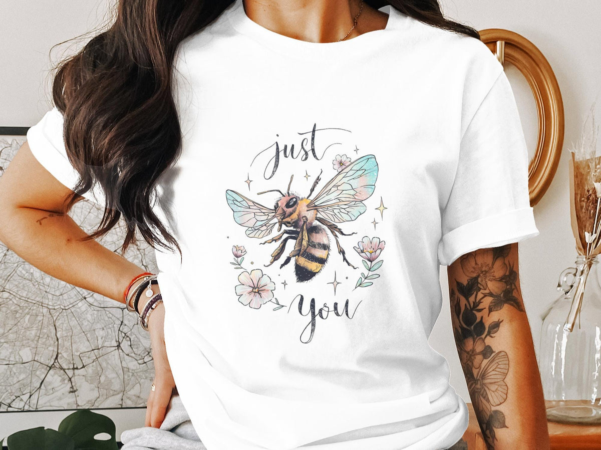 Funny Bee Just You TShirt for Women Ladyfit Graphic Tee Cute Bee Design Shirt Gift for Her Casual Women39s Top Trendy Ladyfit Tee Graphic Tee – Soft Feel · Top Pick For Any Outfit
