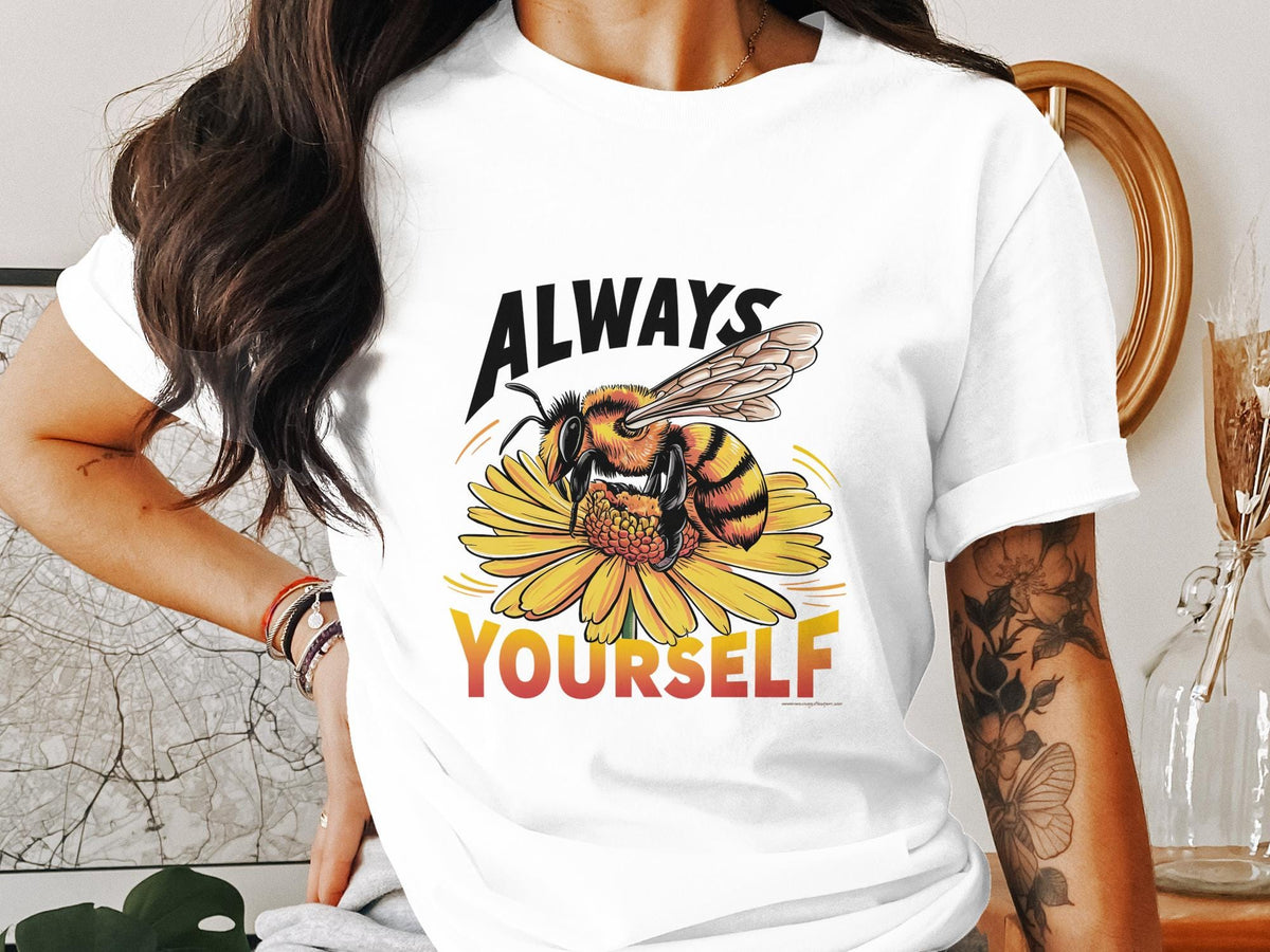 Funny Bee T Shirt for Women Always Bee Yourself Ladyfit Shirt Cute Graphic Tee Women39s Humorous Bee Design Clothing Graphic Tee – Fan Favorite · Perfect For Daily Wear