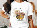Funny Bee T Shirt for Women Ladyfit Cute Cartoon Bee with Honey Jar Perfect Gift Graphic Tee – Cozy Vibes · Great Gift For Fans