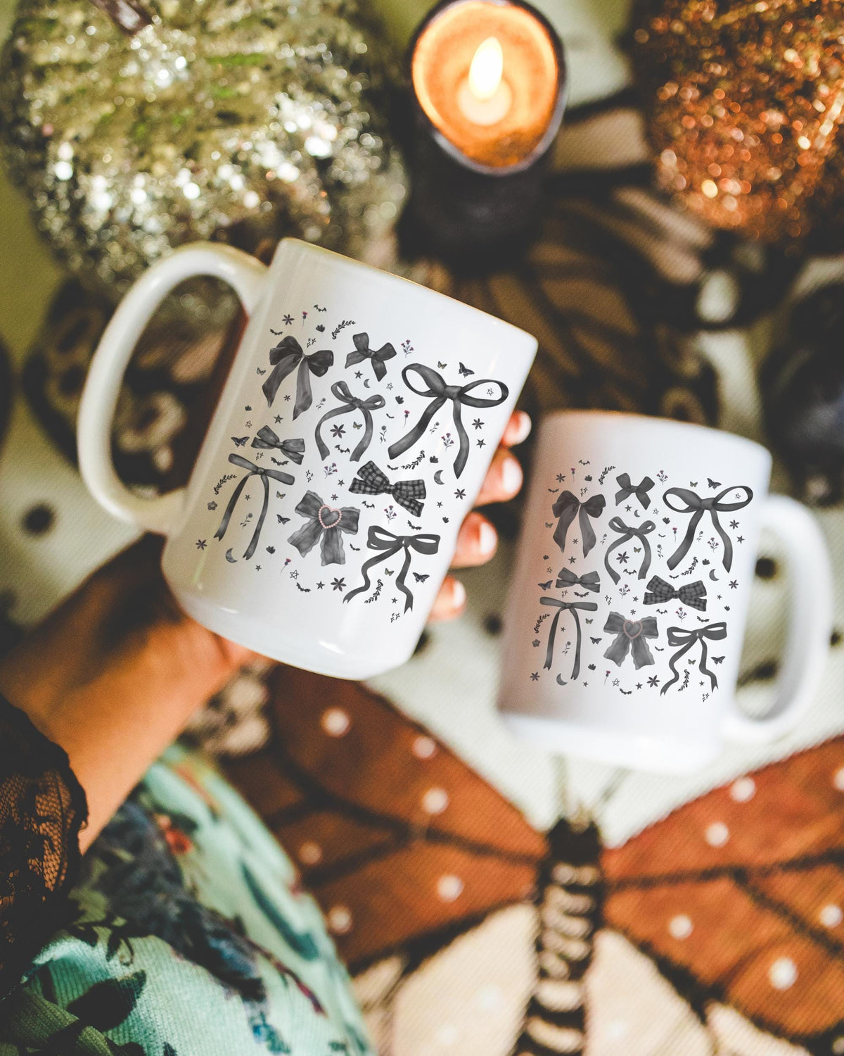 Cute Gothic Halloween Coffee Mug for Spooky Sister Who Loves Bows Boho Halloween 15 Oz Coffee Mug Butterfly Lover Fall Mug Witchy Vibes Graphic Tee – Bold Style · Great Gift For Fans
