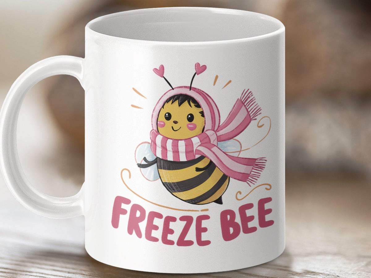 Coffee Mug with Funny Bee Design Bee Tea Mug Bee Gift Idea Freeze Bee Winter Mug Cute Hot Drink Cup Novelty Beverage Mug Graphic Tee – Easygoing Wear · Trending Graphic Apparel