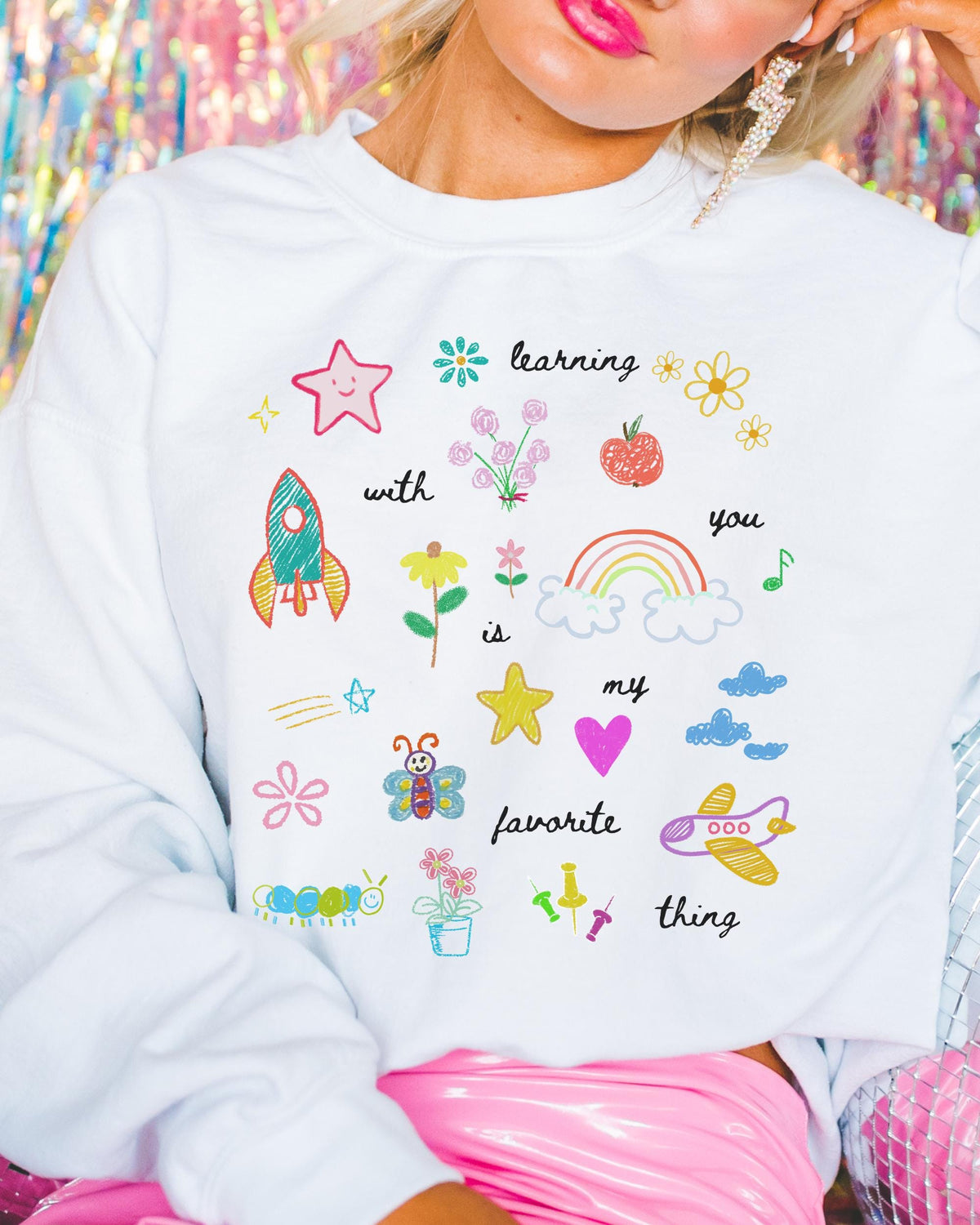 Cute Kindergarten Teacher Sweatshirt First Grade Teacher Crewneck Adorable Y2K Aesthetic Doodles School Principal Teaching Major Gift Sweatshirt – Everyday Comfort · Perfect For Daily Wear