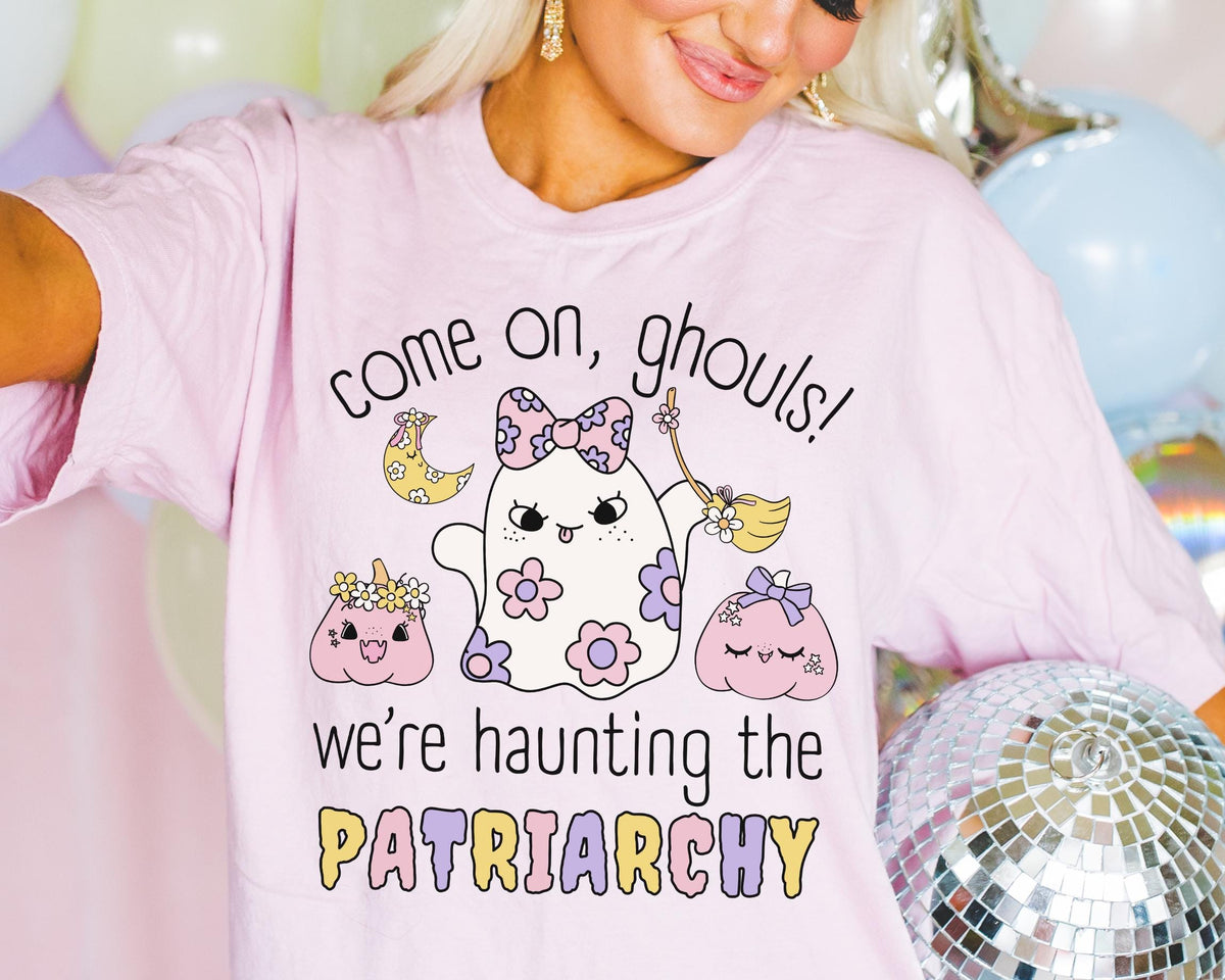 Feminist Halloween Tee Shirt for Political Activist Who Loves Women39s Rights and Adorable Y2K Aesthetic Floral Ghosts Cute Groovy Fall Tee Graphic Tee – Warm & Stylish · Perfect For Daily Wear