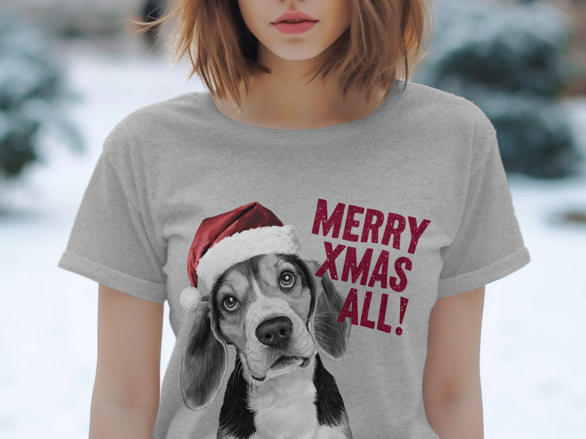 Xmas TShirt Christmas T Shirt Beagle Dog Santa Hat Dog Lover Gifts Pet Christmas Shirt Holiday Season Merry Xmas TShirt Graphic Tee – Aesthetic Look · Trending Graphic Apparel