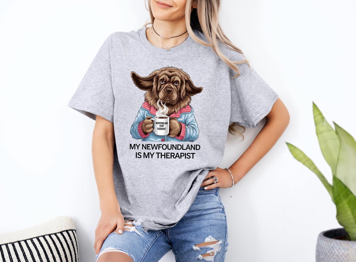 Funny Dog Therapist T Shirt Newfoundland Is My Therapist Xmas Birthdays Any Occasions Graphic Tee – Feel-Good Design · Top Pick For Any Outfit
