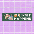 Funny Knitting Bumper Sticker for Friend Who Loves Knitting Knit Happens Funny Cat Mom Cat Dad Cute 90s Throwback Vintage Aesthetic Gift Graphic Tee – Feel-Good Design · Top Pick For Any Outfit