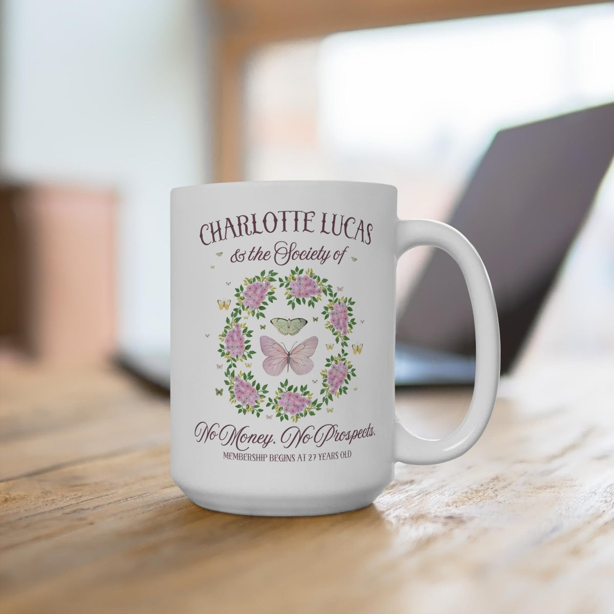 Pride and Prejudice Jane Austen Coffee Mug for 27th Birthday Boho Charlotte Lucas Classic Literature Gift for Historical Romance Reader Graphic Tee – Everyday Comfort · Top Pick For Any Outfit