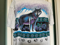 Vintage 90s Vibrant Wolf with Paw Prints TShirt Size XL Graphic Tee – Soft Feel · High-Quality Print