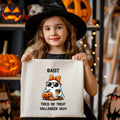 Girls Custom Personalized Halloween Tote Bag Trick or Treat Bag Cute Ghost Design Pumpkin and Coffee Halloween 2024 Tote Bag – Cozy Vibes · Great Gift For Fans