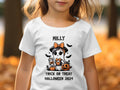 Girls Personalized Halloween TShirt Trick or Treat Halloween 2024 Shirt Custom Name Ghost Halloween Girls Tee Graphic Tee – Fan Favorite · Trending Graphic Apparel