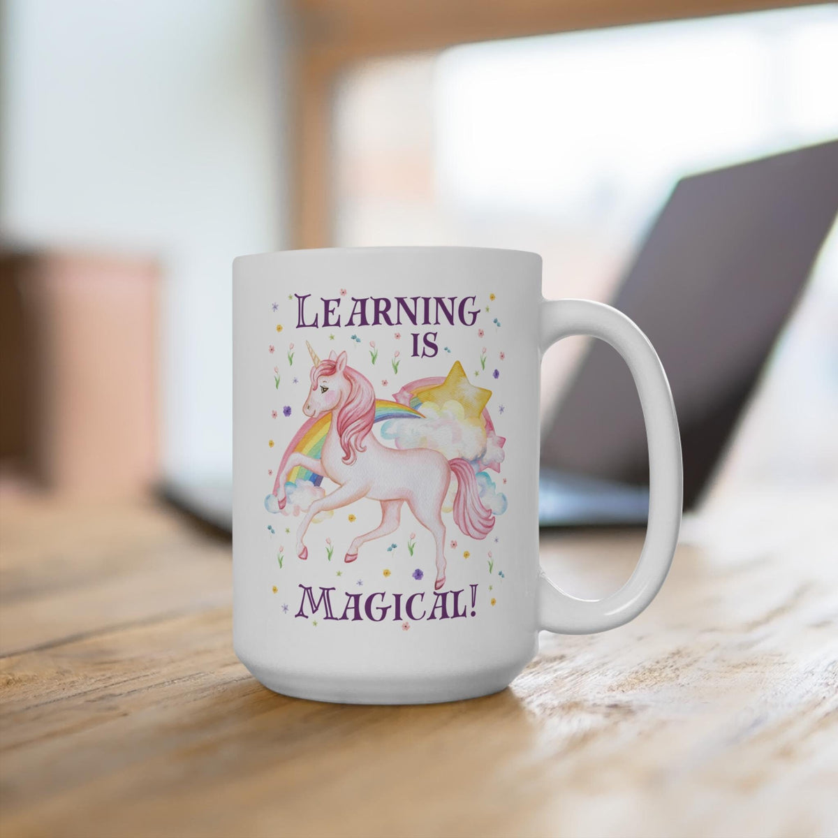 Cute Kindergarten Crew Coffee Mug Learning is Magical School Principal Mug with Stars 90s Aesthetic School Librarian Gift Boho Unicorn Graphic Tee – Everyday Comfort · Must-Have Style