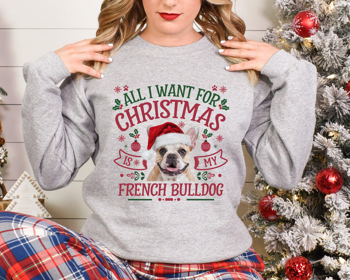 Xmas Sweater Christmas Sweatshirt Festive Sweater For Dog Lover French Bulldog Christmas Gift Cute Holiday Sweatshirt Sweatshirt – Fan Favorite · Top Pick For Any Outfit
